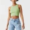 Stitches Ladies Ribbed High Neck Cropped Tank Top Tops