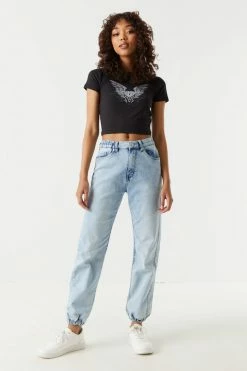 Stitches Ladies Bottoms Oversized Denim Knit Jogger