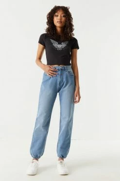 Stitches Ladies Bottoms Oversized Denim Knit Jogger