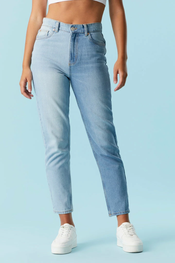 Stitches Ladies Refuge Two-Tone Light Wash Mom Jean Refuge Jeans 5 Stitches Ladies Refuge Two-Tone Light Wash Mom Jean Refuge Jeans