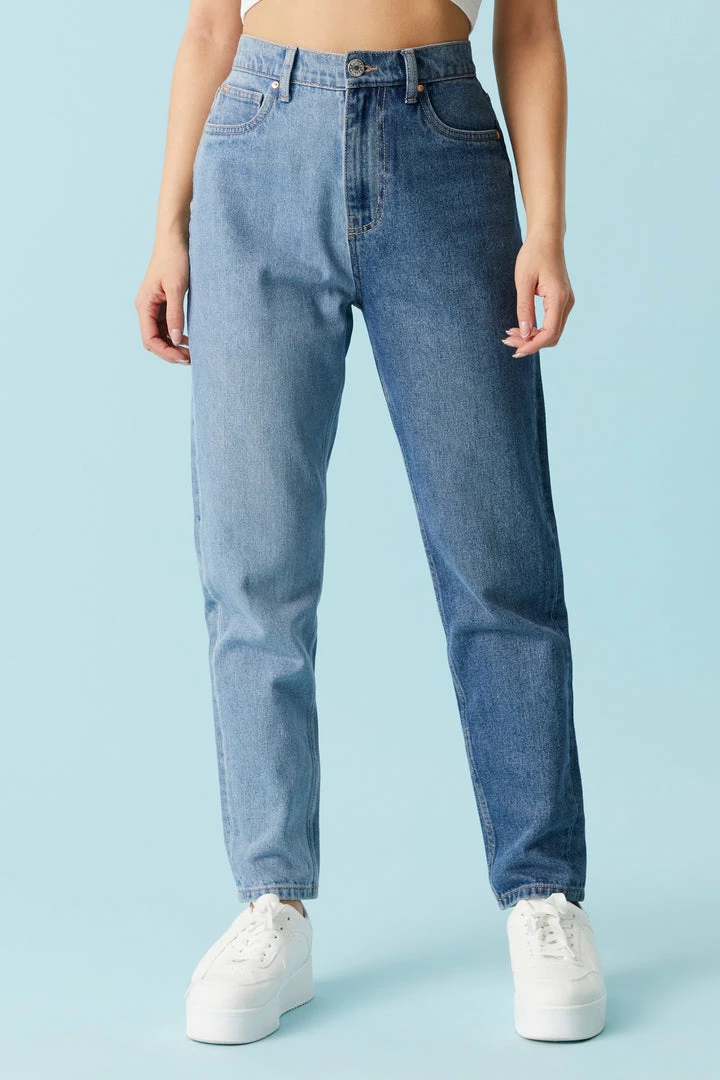 Stitches Ladies Refuge Two-Tone Light Wash Mom Jean Refuge Jeans 2 Stitches Ladies Refuge Two-Tone Light Wash Mom Jean Refuge Jeans