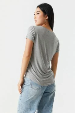 Stitches Ladies Tops Relaxed Pocket V-Neck T-Shirt