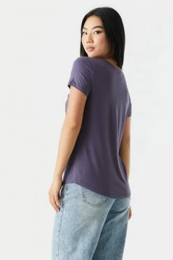 Stitches Ladies Tops Relaxed Pocket V-Neck T-Shirt