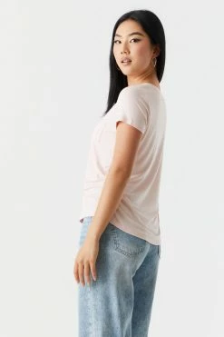 Stitches Ladies Tops Relaxed Pocket V-Neck T-Shirt