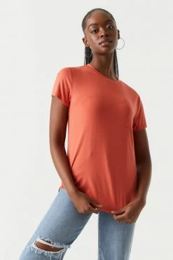 Stitches Ladies Chest Pocket Relaxed Crew Neck T-Shirt Tops