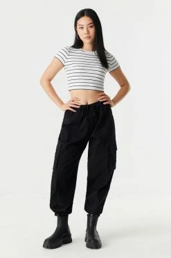 Stitches Ladies Ribbed Crop Crew Neck T-Shirt Tops 35 Stitches Ladies Ribbed Crop Crew Neck T-Shirt Tops