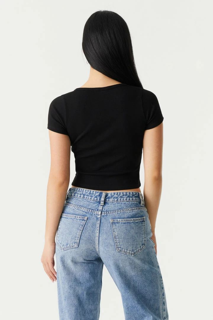 Stitches Ladies Ribbed Button-Up Front Crop Top Tops 3 Stitches Ladies Ribbed Button-Up Front Crop Top Tops