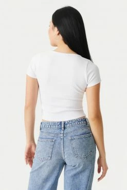 Stitches Ladies Ribbed Button-Up Front Crop Top Tops 35 Stitches Ladies Ribbed Button-Up Front Crop Top Tops