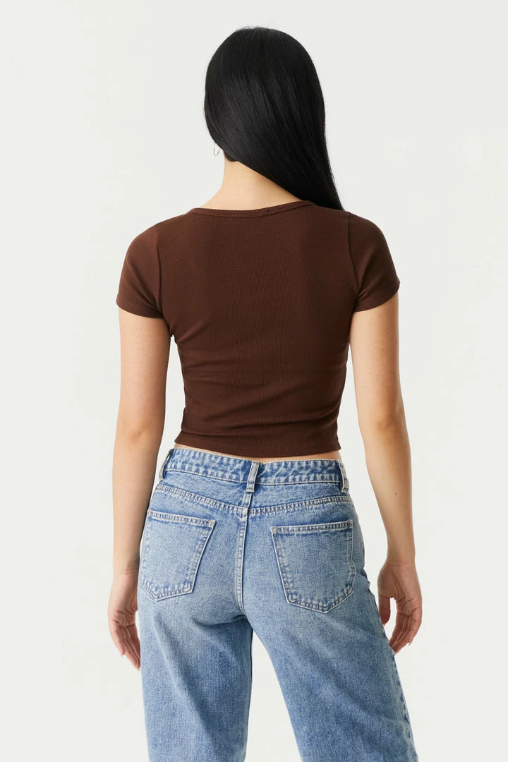 Stitches Ladies Ribbed Button-Up Front Crop Top Tops 11 Stitches Ladies Ribbed Button-Up Front Crop Top Tops