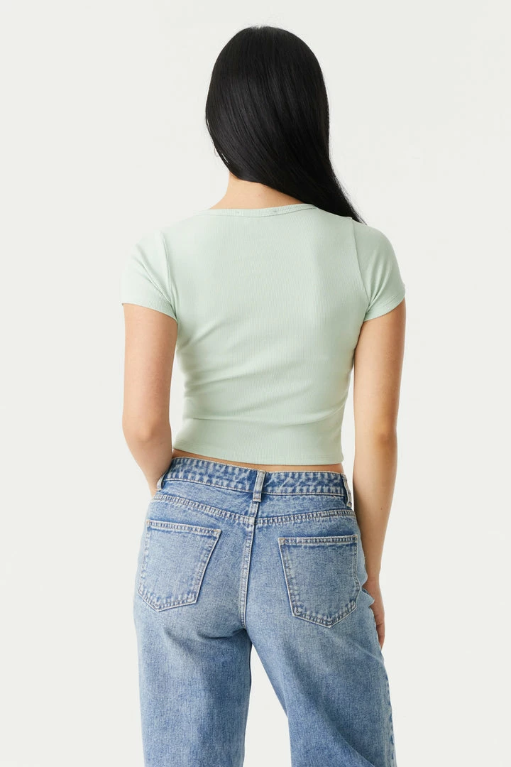 Stitches Ladies Ribbed Button-Up Front Crop Top Tops 20 Stitches Ladies Ribbed Button-Up Front Crop Top Tops