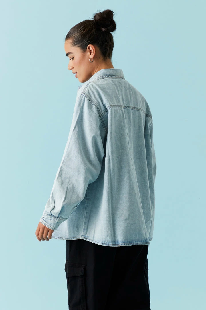 Stitches Ladies Light Wash Denim Shacket 2 Stitches Ladies Light Wash Denim Shacket