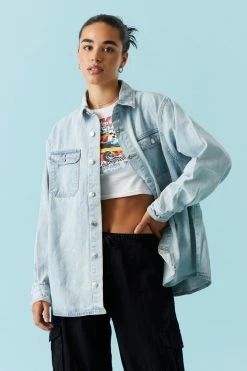 Stitches Ladies Light Wash Denim Shacket