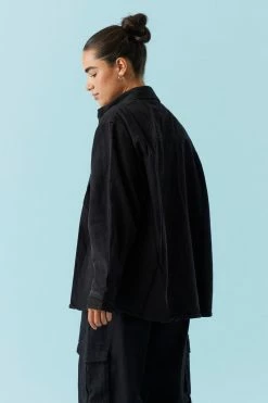 Stitches Ladies Denim Jackets Black Wash Denim Shacket