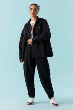 Stitches Ladies Denim Jackets Black Wash Denim Shacket