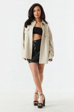 Stitches Ladies Faux-Leather Oversized Shacket