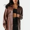 Stitches Ladies Faux-Leather Oversized Shacket