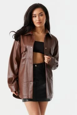 Stitches Ladies Faux-Leather Oversized Shacket