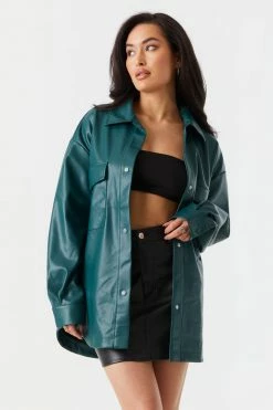 Stitches Ladies Faux-Leather Oversized Shacket