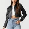 Stitches Ladies Jackets + Coats Cropped Faux-Leather Shacket