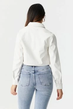 Stitches Ladies Jackets + Coats Cropped Faux-Leather Shacket