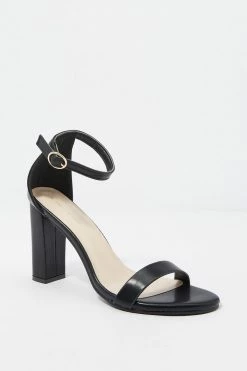 Stitches Ladies Faux-Leather Thin Band Ankle Strap High Heel Heels