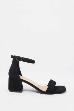 Stitches Ladies Square Toe Ankle Strap Mid Block Heel Heels