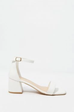 Stitches Ladies Square Toe Ankle Strap Mid Block Heel Heels