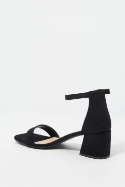 Stitches Ladies Square Toe Ankle Strap Mid Block Heel Heels