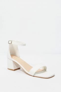 Stitches Ladies Square Toe Ankle Strap Mid Block Heel Heels