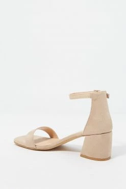 Stitches Ladies Square Toe Ankle Strap Mid Block Heel Heels