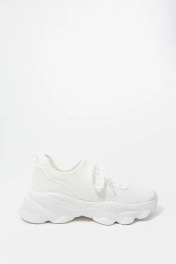 Stitches Ladies Sneakers Lace-Up Rubber Toe Bubble Sole Knit Sneaker