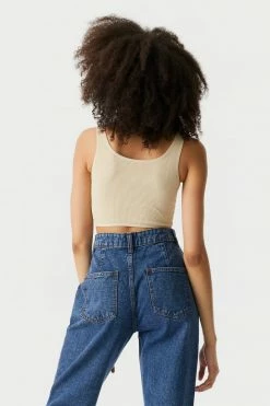 Stitches Ladies Seamless Ribbed V-Neck Twist Front Bra Top Tops 37 Stitches Ladies Seamless Ribbed V-Neck Twist Front Bra Top Tops