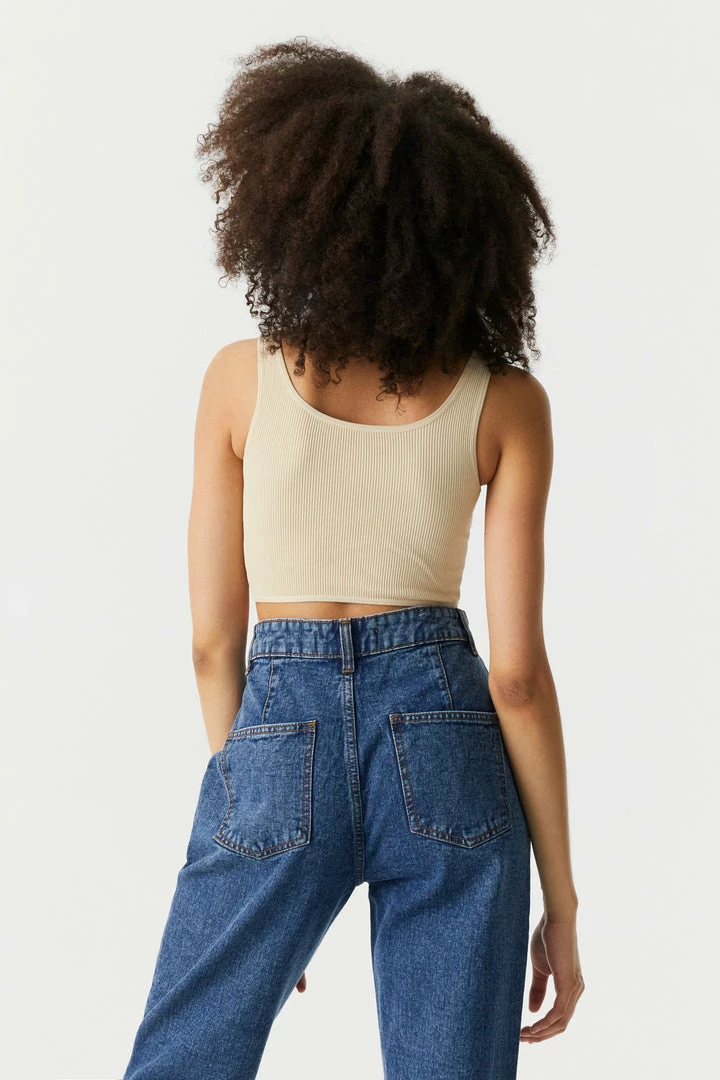 Stitches Ladies Seamless Ribbed V-Neck Twist Front Bra Top Tops 17 Stitches Ladies Seamless Ribbed V-Neck Twist Front Bra Top Tops