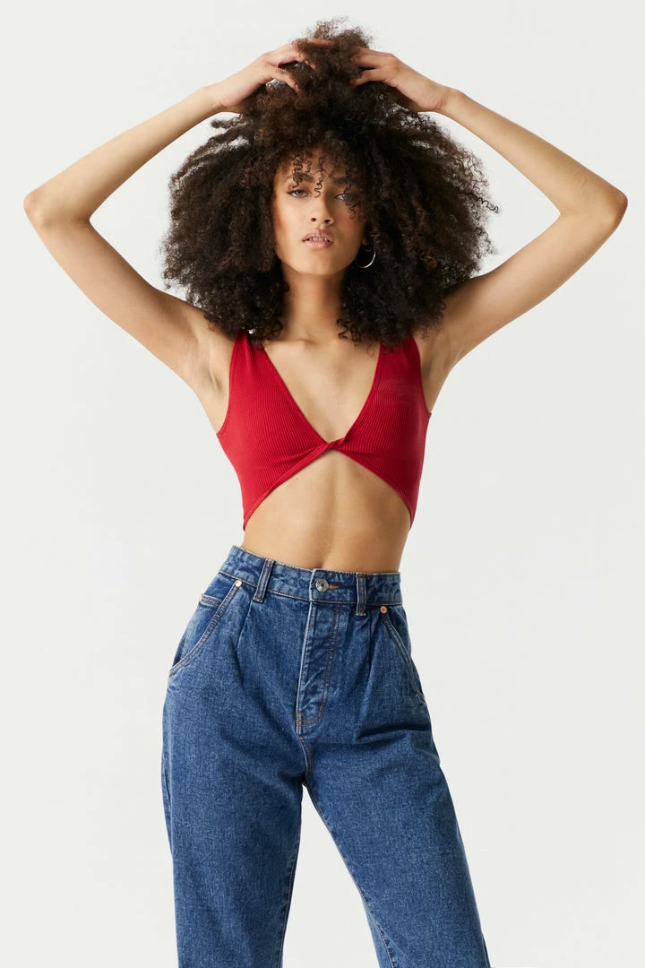 Stitches Ladies Seamless Ribbed V-Neck Twist Front Bra Top Tops 4 Stitches Ladies Seamless Ribbed V-Neck Twist Front Bra Top Tops