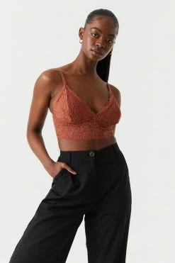 Stitches Ladies Padded Long Lace Bralette Tops