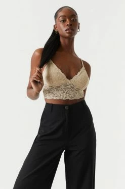 Stitches Ladies Padded Long Lace Bralette Tops
