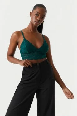 Stitches Ladies Padded Long Lace Bralette Tops