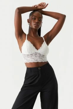 Stitches Ladies Padded Long Lace Bralette Tops