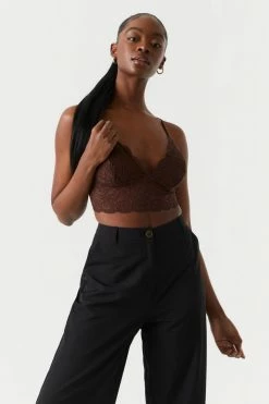 Stitches Ladies Padded Long Lace Bralette Tops