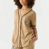 Stitches Ladies Tops Los Angeles Graphic Button-Up Front Baseball Jersey