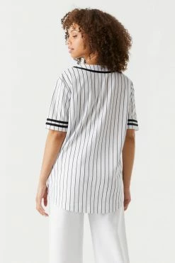 Stitches Ladies Good Vibes Graphic Button-Up Front Baseball Jersey Tops