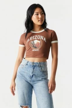 Stitches Ladies Tops Arizona Graphic Crop T-Shirt