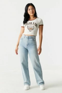 Stitches Ladies Colorado Graphic Crop T-Shirt