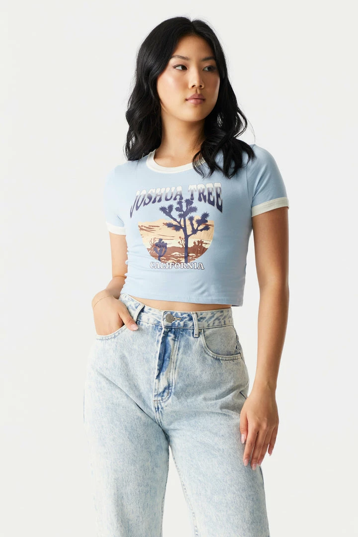 Stitches Ladies Joshua Tree Graphic Crop T-Shirt Tops 1 Stitches Ladies Joshua Tree Graphic Crop T-Shirt Tops