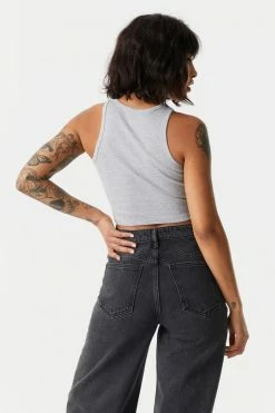 Stitches Ladies Tops Ribbed West Coast Graphic Cropped Tank Top