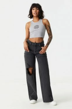 Stitches Ladies Tops Ribbed West Coast Graphic Cropped Tank Top 5 Stitches Ladies Tops Ribbed West Coast Graphic Cropped Tank Top