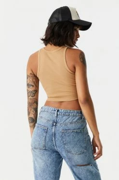 Stitches Ladies Ribbed Portland Graphic Cropped Tank Top