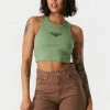 Stitches Ladies Ribbed California Graphic Cropped Tank Top Tops