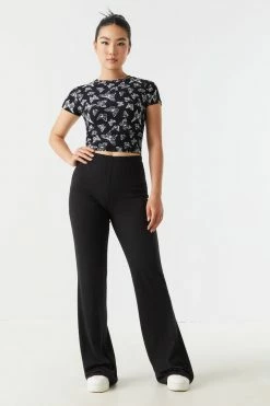 Stitches Ladies Soft Butterfly Print Cropped T-Shirt 5 Stitches Ladies Soft Butterfly Print Cropped T-Shirt