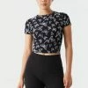 Stitches Ladies Soft Butterfly Print Cropped T-Shirt
